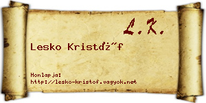 Lesko Kristóf névjegykártya